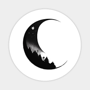 black and white moon Magnet